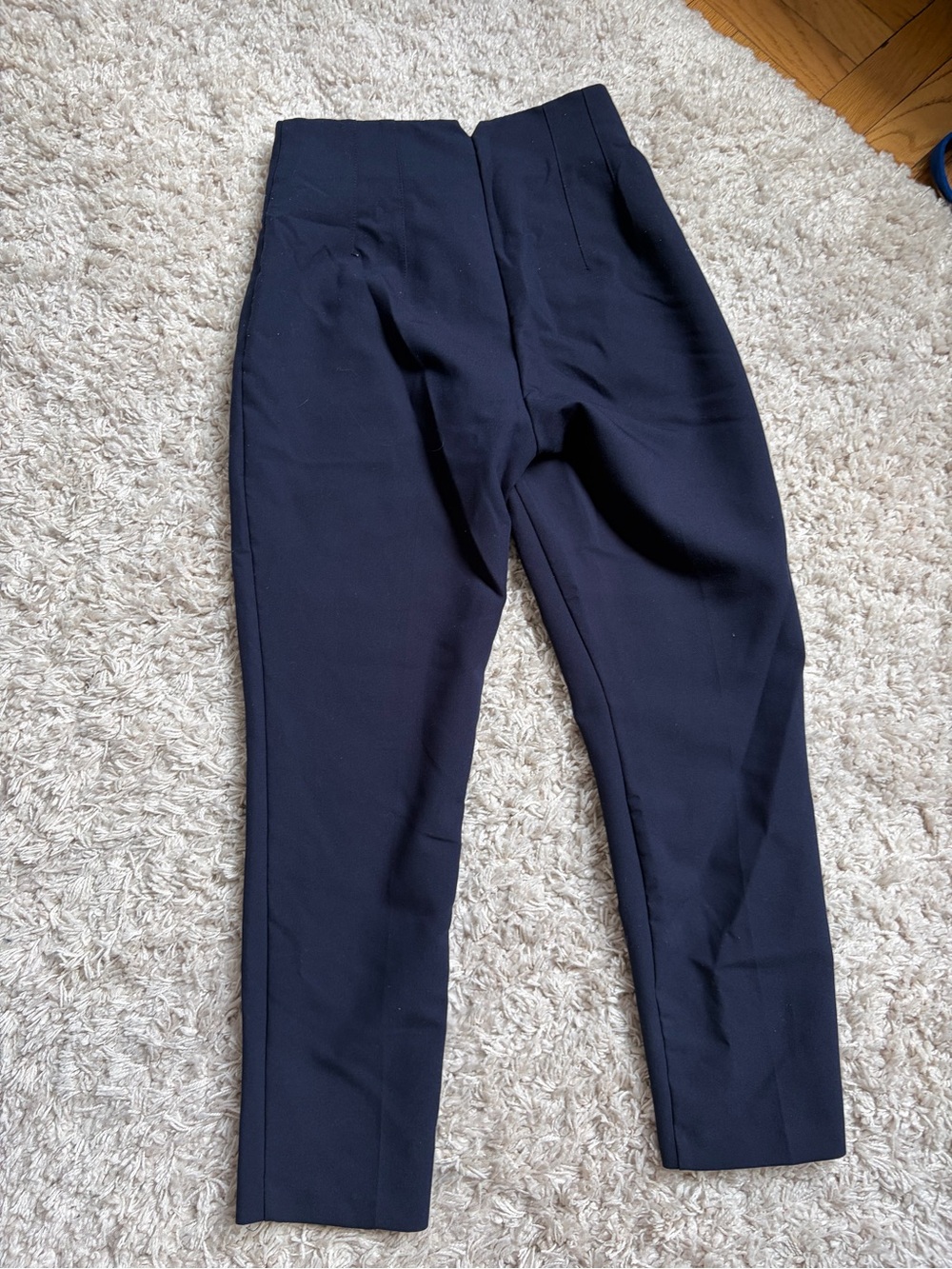 Zara Navy High-Rise Tapered Ankle Pants